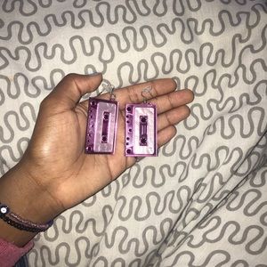 Pink Cassette tape earrings